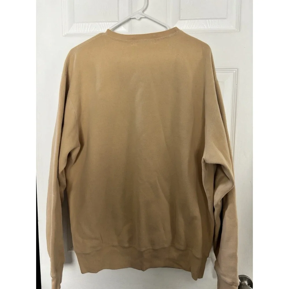 VINTAGE Polo Ralph Lauren Crewneck Sweatshirt Size Large Khaki Black Pony - Picture 7 of 9